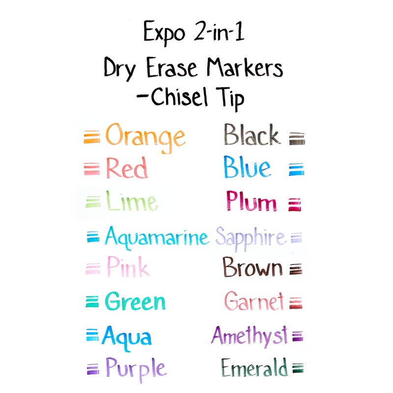 EXPO Dry Erase 2-in-1 Markers, Chisel Tip, Assorted Colors, 8 Count - Whiteboard, School, Classroom, Teacher Supplies - Image 5